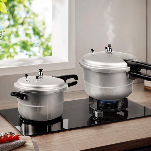 ABKOK 24cm/26cm/28cm Hard-Anodized Aluminum Pressure Cooker - Multi-Lock System For Steaming/Braising/Stocks