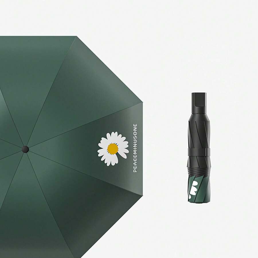 Paraguas, paraguas plegable, sombrilla, paraguas manual, parasol, paraguas de 8 varillas, paraguas manual anti-ultravioleta, paraguas de moda, paraguas plegable a prueba de viento con mango recto, paraguas plegable manual de alta calidad, 1 paraguas pequeño plegable, paraguas de viaje multifuncional con estampado de margaritas, a prueba de lluvia y viento, a prueba de sol y anti-ultravioleta, imprescindible para la escuela, viajes al aire libre portátiles, con patrón de letras, imprescindible para el entretenimiento familiar al aire libre, adecuado para la escuela, la oficina, el hogar, viajes (rosa, negro, verde, azul, azul marino) - Verde - Ver 1