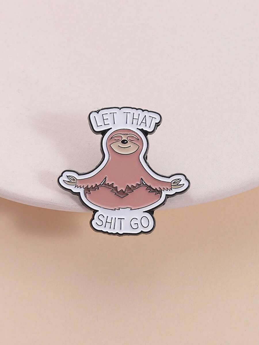 1pc Meditation Sloth Embroidered Patch With Motto "LET THAT GO", Relaxation & Mental Healing, Backpack Decor For Students & Office Workers, Inspiring Vibe, European & American Aesthetic - Multicolor - View 1