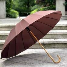 Large Reinforced 16-Bone Double-Bone Umbrella - 巧克力棕 - 查看 3