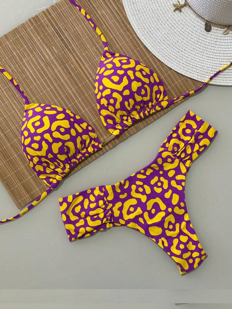 Triangle Bikini With Double Butterfly String Panties In Various Colors - Jirafa - Ver 1
