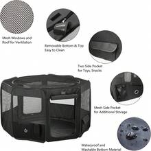 Dog Playpen Portable Pet Play Pens For Small Dog/Cat/Rabbit/Chicks, Cat Playpen Indoor/Outdoor With Carring Case, Removable Zipper Top And Bottom (Black, Medium (36"X36"X20"), 8) - 黑色 - 查看 2