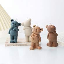 3D 多姿势熊硅胶模具：蝴蝶结和心形 - 拥抱设计，DIY 蜡烛/石膏/树脂工艺品，非常适合礼物和家居装饰