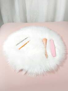 30*30CM Round White Nail Art Photo Props, Manicure Display Pad, Fluffy Live Broadcast Decoration,Nail Supplies,Nail Tools,Nail Art Tools,Back To School,Nails,Nail Tools For Press On Nails - White - View 2