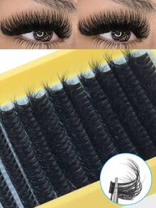 280/224簇单根睫毛册 大容量 60D+80D+100D 10-18毫米混合长度簇睫毛加长增厚蓬松睫毛初学者DIY睫毛延长套装 居家自戴分段睫毛持久睫毛束睫毛 - D - 查看 9