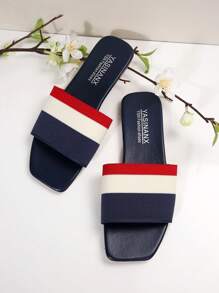 Sandals Women In Red, White, Dark Blue Stripes, Ribbed Summer Shoes, Flat Flat Flip-Flops, And Slippers Women Are Suitable For Daily Casual Outings, Vacations, Independence Anniversaries And Other Occasions