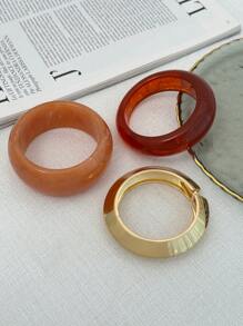 1 Stück Retro Harz Manschetten Armband, elegantes luxuriöses Urlaubsparty Accessoire, Paar Metall Schmuck Geschenk für den täglichen Gebrauch