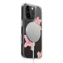 Funda para teléfono con estampado de lirios rosas (1 unidad). Funda magnética premium compatible con phone 6e/16/15/14/13/12/11/Promax/Pro/Plus/Xsmax/Xs/X y Galaxy S22/S23/S24/Plus/FE/Ultra. Diseño moderno y veraniego para mujer. - transparente - Ver 4