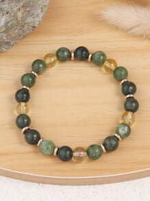YAUKIA Pulseira de Riqueza e Boa Sorte, Jade do Sul e Joia Espiritual de Energia Citrina, Prosperidade, Abundância, Pulseira Absorvente de Energia Negativa