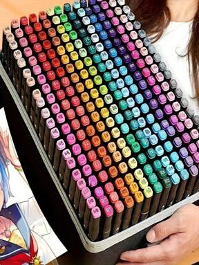 Dual Brush Tip Permanent Art Markers Quick Drying And Fade Resistant Alcohol Markers Marker For Wood, Plastic, Paper, Metal, And More, Drawing, Coloring 60/36/24/12 Colors Alcohol Based Markers
