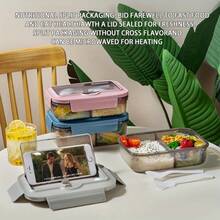 1pc, Fresh-Keeping Leak-Proof Double-Layer Lunch Box, Large Capacity, Microwave Friendly, Portable Meal Box For Work Or School, Nutritional Sub-Packaging, Goodbye Fast Food - Multicolor - View 7