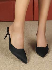 Women's Pointed Toe High Heel Slip-On Pumps, Elegant & Versatile For Party, Black - Black - View 4