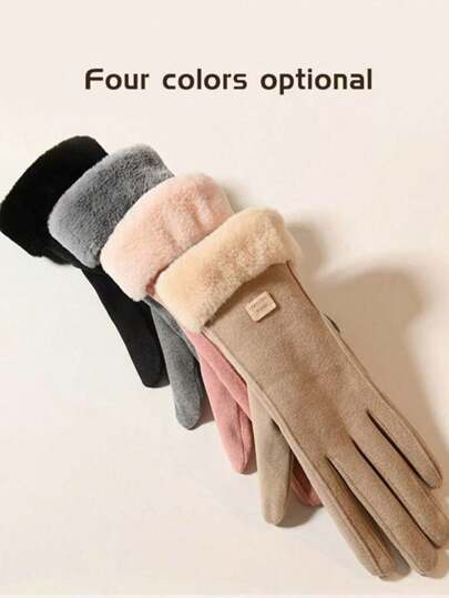 1 Pair Women's Winter Gloves, Outdoor Warm Touchscreen Gloves, Windproof Thermal Lined Thick Cold-Proof Gloves