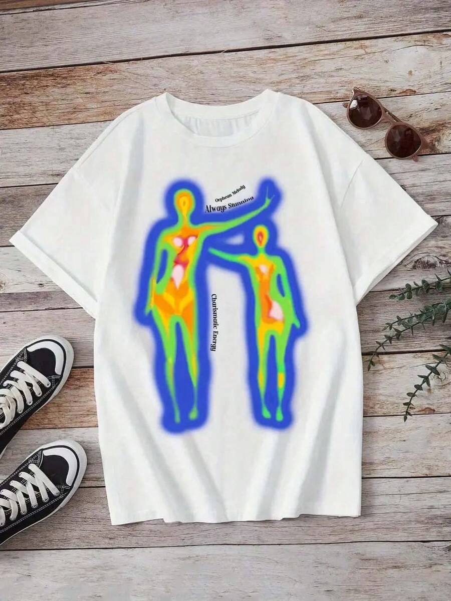 Teen Girl Summer Clothes Summer Tops Y2K Style, Thermal Image Figure Print Short Sleeve Tee, Teen Shirts Girls Shirts, Round Neck Breathable Fabric, Teen Girl Outfits Unique Teen Girl Gifts - trắng - Xem 1