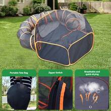 1pc - Foldable 2-In-1 Cat Tunnel & Tent - Portable Cat Toy Fence, Indoor Outdoor Pet Game Hideout - Multicolor - View 6