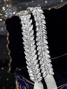 1件镶钻奢华婚纱腰带，手工女士时尚腰带，情人节配饰 - 銀色 - 查看 11