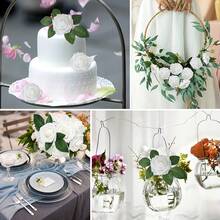 27 piezas de flores artificiales, 25 flores y 2 hojas con aspecto realista de espuma color marfil con tallo, rosas falsas para ramos de boda DIY, regalo de novia, centros de mesa, decoración de fiesta (Blanco) - Blanco - Ver 4