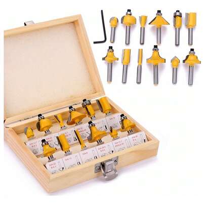 Kit Jogo Fresas Para Tupia Madeira 12 Peças Haste 6mm