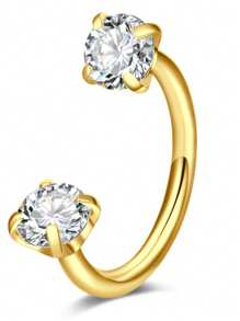Anillo para la nariz en forma de herradura, anillo de septo con corazón, estrella, y cristales de color rosa, con rosca interna, anillo de cartílago para tragus, aretes para hélice, joyería para piercing de labio, de acero inoxidable, calibre 18/20, 8mm