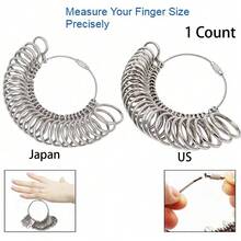 1 pieza Herramienta de medición de talla de anillos de acero inoxidable para EE. UU. / Japón, resistente y durable para medir el tamaño de los anillos