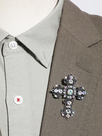 Vintage Cross Brooches With Colorful Rhinestones - Unique Fashion Pins