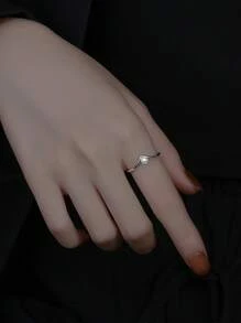 1pc V-Shaped Pearl Ring, Minimalist Design Knuckle Ring