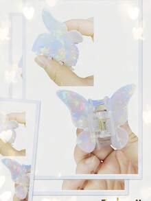 1 件蝴蝶动物印花可爱优雅亚克力发夹，发爪，通勤百搭，春夏秋冬，5 厘米中号立体蝴蝶发夹时尚发饰动物爪夹