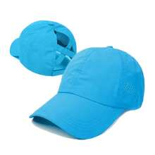 1pc马尾棒球帽运动帽露营帽徒步帽空白速干网眼后棒球帽交叉马尾开口轻便透气户外太阳帽