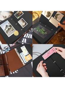 Rustic Leather Photo Album, DIY 21.5x17cm, With 60 Pages Vintage Scrapbook, 240 Photos Capacity, Wedding Guest Book, Friendship Gift, Heart Shaped Compact Size, Home Decor Album