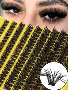 Eyelash Clusters 200 Cluster Eyelashes 8-16mm Thin Individual Eyelash Extensions Natural Look Eyelashes D Curl Fluffy Cluster Eyelashes DIY Eyelash Extensions