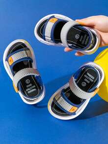 1 đôi dép xăng đan thể thao mùa hè cho bé trai, thoải mái, thời trang, tối giản, chống trơn trượt, khử mùi, nhẹ và thoáng khí với thiết kế khóa dán. - Màu xanh lam - Xem 6