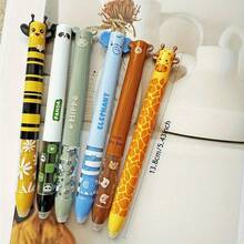 12 支可伸缩动物园主题可擦凝胶笔，可擦笔，一支笔，蓝色和红色两种颜色墨水笔，带橡皮擦，可爱笔，书写流畅，适合日记学校和办公用品返校礼物 - 12件/套 - 查看 2