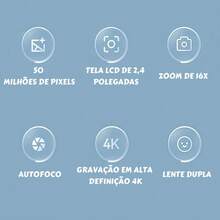 Professional Camera With 4K CCD Sensor|50MP Ultra HD Resolution|2.4-Inch Screen|Mini Portable Body|Perfect For Selfies On Student Travel - White - View 8