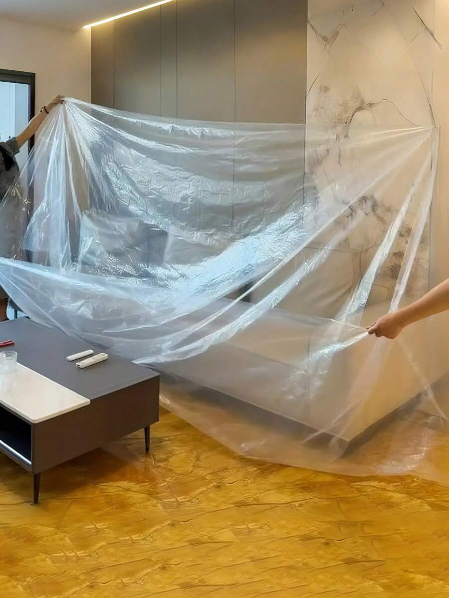 1 pieza Cubierta de plástico impermeable para muebles, cubierta adecuada para sofá, cama, armario, mesa, carro, decoración, uso en oficina en casa y dormitorio, cubierta protectora desechable para muebles