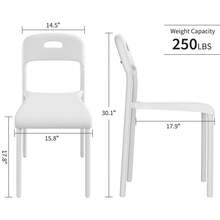 LIZHOUMIL Dining Chairs Set Of 4/2/1, Stackable Modern Kitchen Chairs, Plastic Dining Room Chair With Metal Legs, Easy Assembly, Waterproof & Stain-Resistant, Suitable For Indoor And Outdoor - trắng - Xem 5