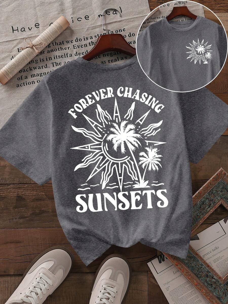 女士休闲短袖圆领大码 T 恤