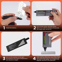 Professional Diamond Tester - Portable Electronic Diamond Tester Tool, High Precision Jewelry Diamond Tester For Precious Gems & Stones With 45x LED Magnifier - Black - View 6