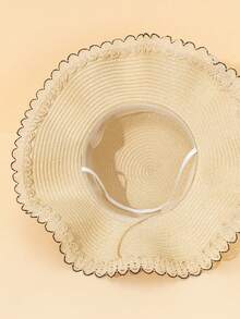 1 szt. Damski kapelusz ze słomy z muszli, zdobiony muszlą, boho, na lato, kokarda, turystyka na wakacje na plaży, kapelusz słomkowy z parasolem