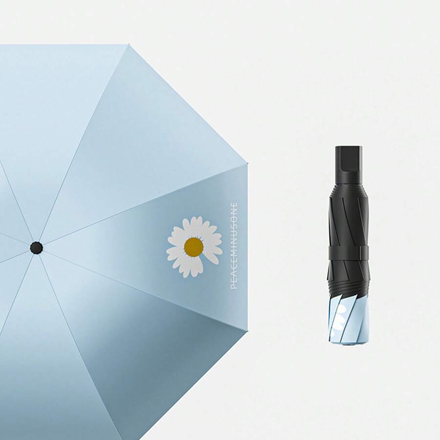 Paraguas, paraguas plegable, sombrilla, paraguas manual, parasol, paraguas de 8 varillas, paraguas manual anti-ultravioleta, paraguas de moda, paraguas plegable a prueba de viento con mango recto, paraguas plegable manual de alta calidad, 1 paraguas pequeño plegable, paraguas de viaje multifuncional con estampado de margaritas, a prueba de lluvia y viento, a prueba de sol y anti-ultravioleta, imprescindible para la escuela, viajes al aire libre portátiles, con patrón de letras, imprescindible para el entretenimiento familiar al aire libre, adecuado para la escuela, la oficina, el hogar, viajes (rosa, negro, verde, azul, azul marino) - Azul - Ver 1