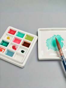 1 Stück professionelle keramische Farbmisch-Palette - hochgebrannte glasierte keramische Mischplatte mit 12 Fächern, nicht saugfähige glatte Oberfläche für Öl-, Acryl- und Aquarellmalerei - einfach zu reinigen und perfekt zum Farbenblending - essenziell für Studio und fortgeschrittene Künstler, keramische Aquarellmischpalette, Schulbedarf, Rückkehr zur Schule