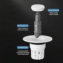 1 Pop-Up Bathroom Sink Drain Plug - Multi-Functional Pressure Filter, Durable Plastic, Essential Accessory For Efficient Drainage, Modern Bathroom Elegant Design, Bathroom Sink Accessory Back To School