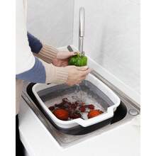 Collapsible Wash Basin With Drain Plug – 2.4 Gallon Portable Sink Tub For Baby Bottles, Dishwashing, RV & Camping | Space Saving Foldable Design | -Free /PP Material (Grey) - 格雷 2 - 查看 9