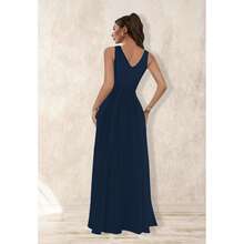 Vestido   Liso    Casual    Tela    Abertura alta  Espalda al aire    Noche de fiesta  Boda  Sesión de fotos    Marca Dulccinea  Modelo Angelita - Azul Marino - Ver 2