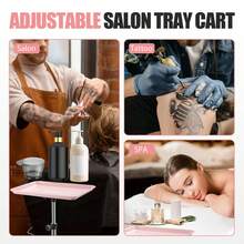 Salon Tray On Wheels Tattoo Tray Rolling Trolley Adjustable Height Storage Utility Cart For Clinic Spa Rolling Tray (Black),Boho Vibes - Pink - View 8