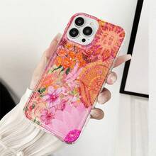 The Soft Frame With Pink Sun And Flower Patterns Is Set With A Diamond Phone Case, Which Is Fashionable And Shiny. It Is A Portable Protective Case For Going Out, Suitable For Apple Models Such As Phone14/15/16Pro Max. It Can Be Given As A Gift To Oneself, Friends And Family - 無色 - 查看 4