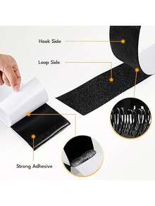 10/5/2m Tiras de gancho y bucle con adhesivo, rollos dobles de cinta adhesiva autoadhesiva de uso pesado con respaldo, cinta autoadhesiva de nailon para el hogar, la oficina, la escuela y manualidades - Multicolor - Ver 3