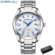 CRRJU Reloj de hombre CRRJU de lujo, de moda, con cuarzo, resistente al agua, luminoso, de acero inoxidable con fecha