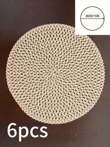 1 Stück runde Platzmatte im Boho-Stil, braune Linie gewebt mit kleinem Ausschnittsdesign, rutschfeste Untersetzer für Küchentische, geeignet für Feiertage, Geburtstage, Hochzeitsessen, Heimdekoration
