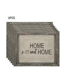1pc/4pcs/6pcs Grey & White Gradient Placemats 30x45 Cm - Polyester Machine Washable Rectangular Place Mats With HOME Sweet Home Design For Kitchen Dining Table Decor, Party Centerpieces, Home Decor Accents | Textured Surface | Machine Washable Mats - Multicolor - View 25