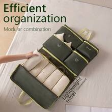 Set Tas Organizer Perjalanan Gantung Lipat 7-in-1, Kantong Penyimpanan Pakaian/Sepatu/Kosmetik Portabel, Kotak Penyimpanan Koper - MultiWarna - View 13